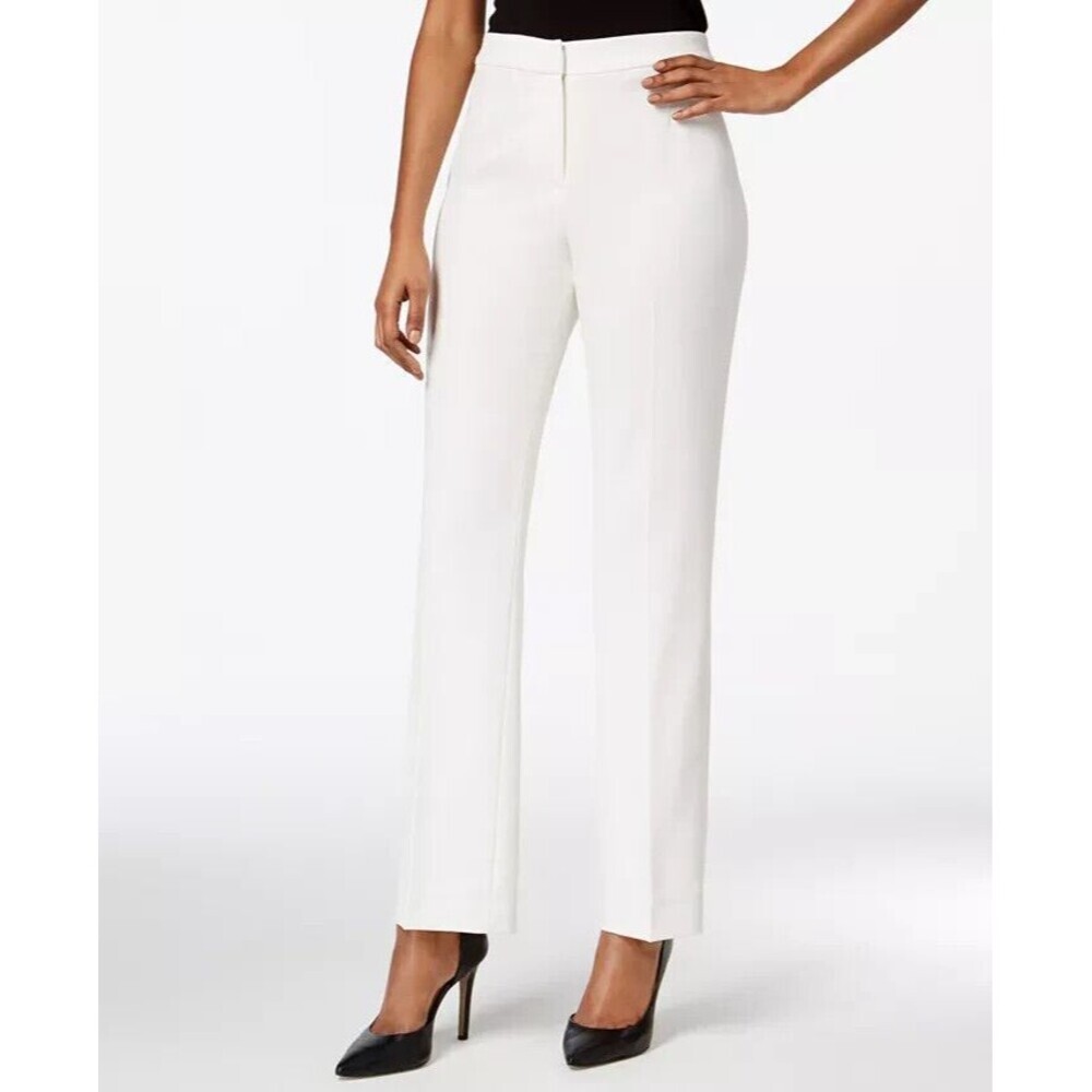 Kasper Women's Straight-Leg Mid Rise Modern Crepe Dress Pants Off White Size 6